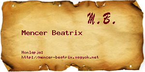 Mencer Beatrix névjegykártya